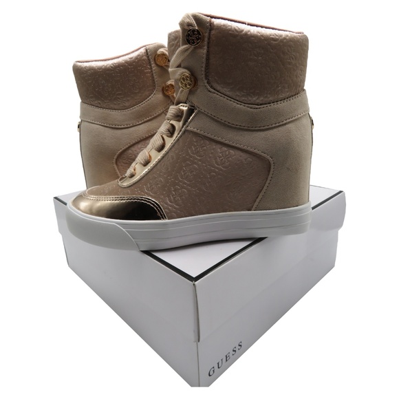 guess high top wedge sneakers
